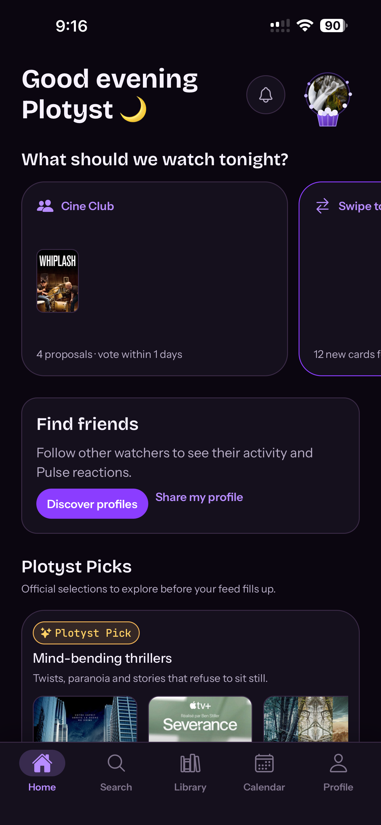 Plotyst app home screen